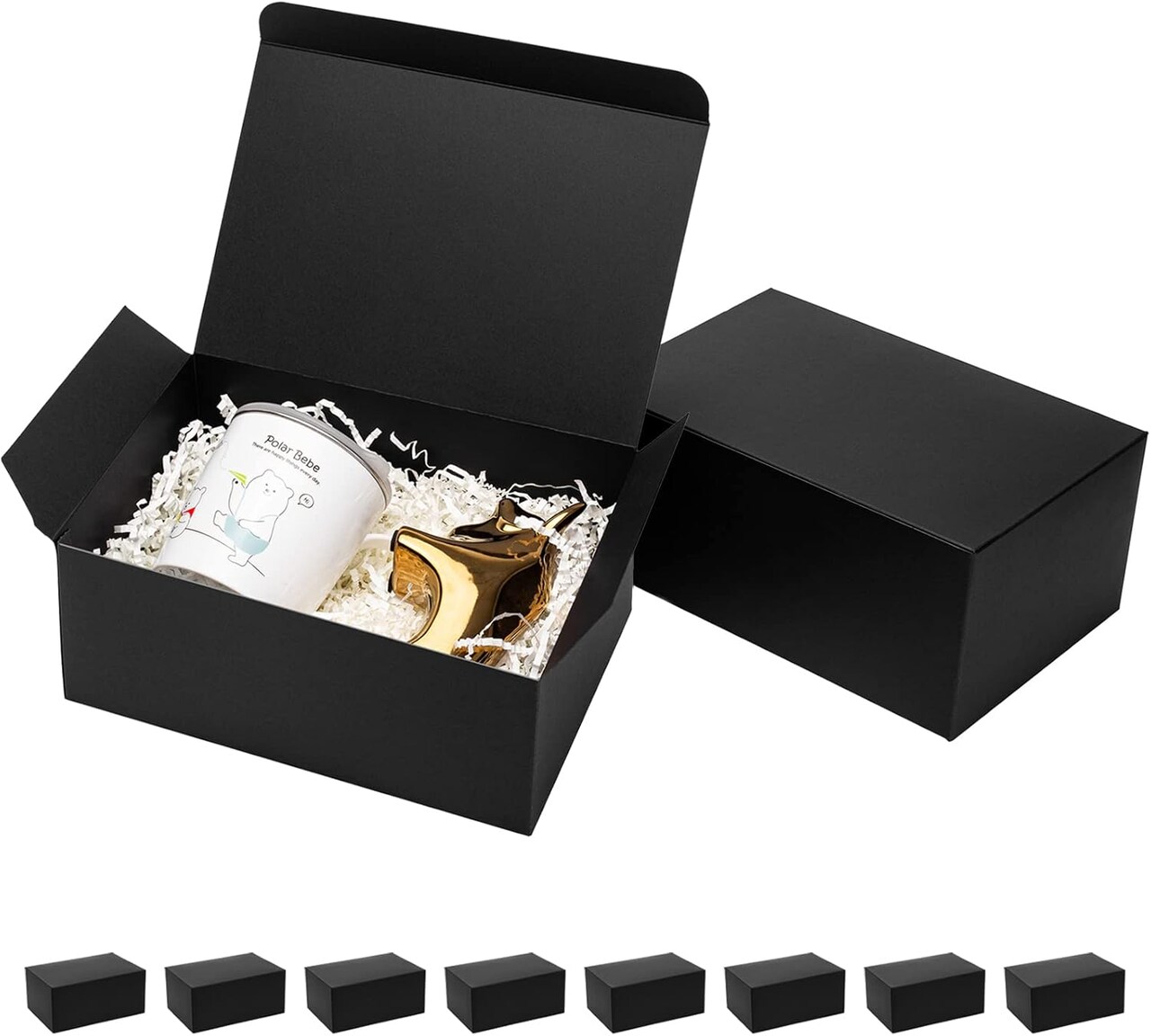 Black Gift Boxes with Lids – 9 x 6 x 4 Inches, 10 Pack – Sturdy Cardboard Craft Boxes for Groomsmen Proposals, Christmas, Weddings, Graduation, Birthday, and Holiday Gifts (Black)